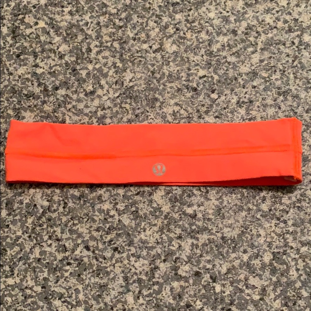 Lululemon bright neon orange headband EUC